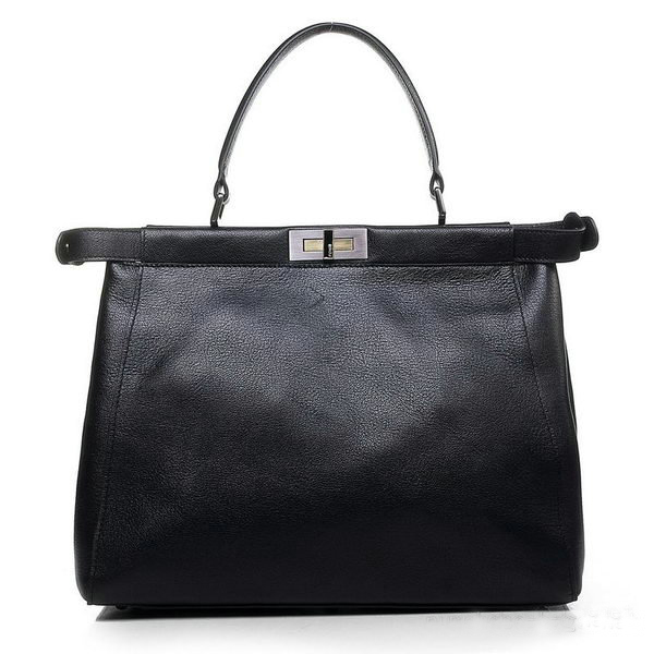 F2292 Fendi Peekaboo Bag pelle di vitello nera in pelle F2292